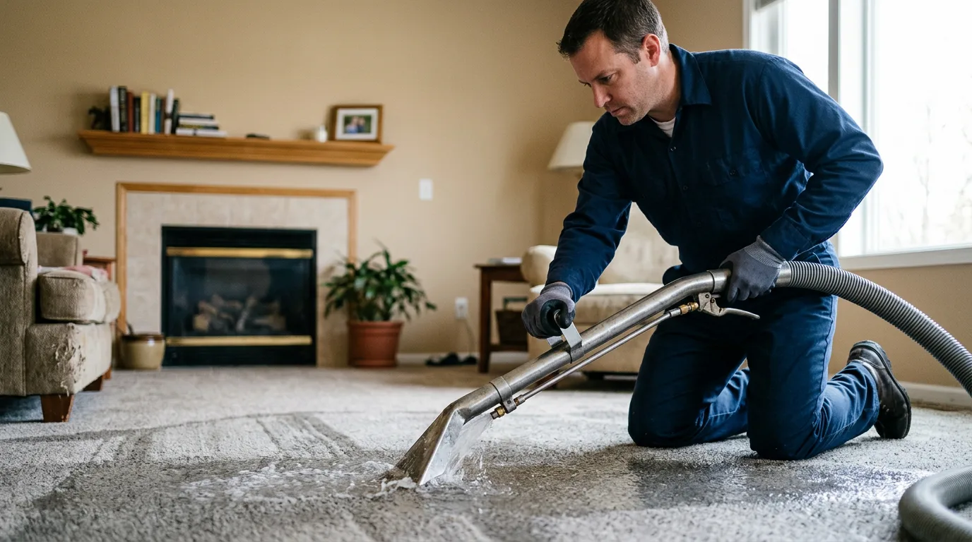 Water damage restoration technician working near Waite Park, MN